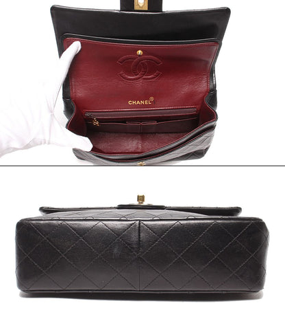 Chanel Chain Shoulder Bag Crossbody Quilted 25 Gold Double Flap Lambskin — view 3