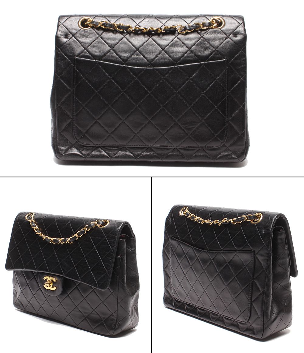 Chanel Chain Shoulder Bag Crossbody Quilted 25 Gold Double Flap Lambskin — view 2
