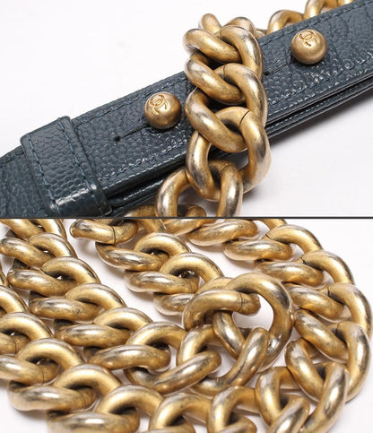 Chanel Chain Shoulder Bag 25 Gold Stitch Caviar Leather — view 9