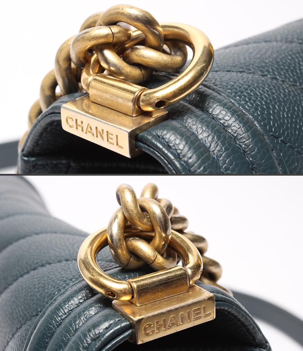Chanel Chain Shoulder Bag 25 Gold Stitch Caviar Leather — view 7