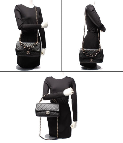 Chanel 2-Way Chain Shoulder Bag Quilted Lambskin Gold — view 9