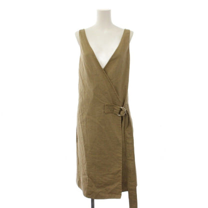 Celine Phoebe Philo Era Dress Knee Length Sleeveless Cotton Linen 34 Brown