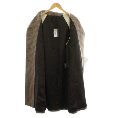 Prada Wool Coat Long Houndstooth 52 Brown Gray Black YM — view 3