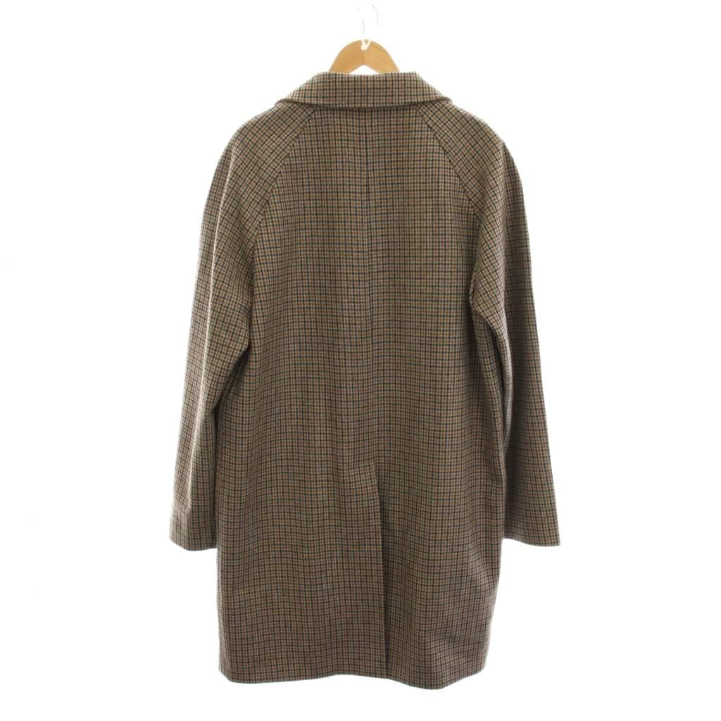 Prada Wool Coat Long Houndstooth 52 Brown Gray Black YM — view 2