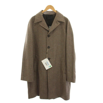 Prada Wool Coat Long Houndstooth 52 Brown Gray Black YM