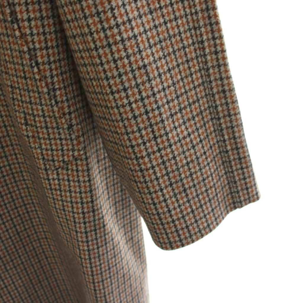 Prada Wool Coat Long Houndstooth 52 Brown Gray Black YM — view 5