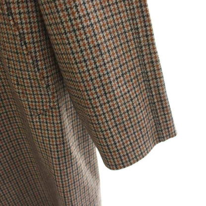 Prada Wool Coat Long Houndstooth 52 Brown Gray Black YM — view 5