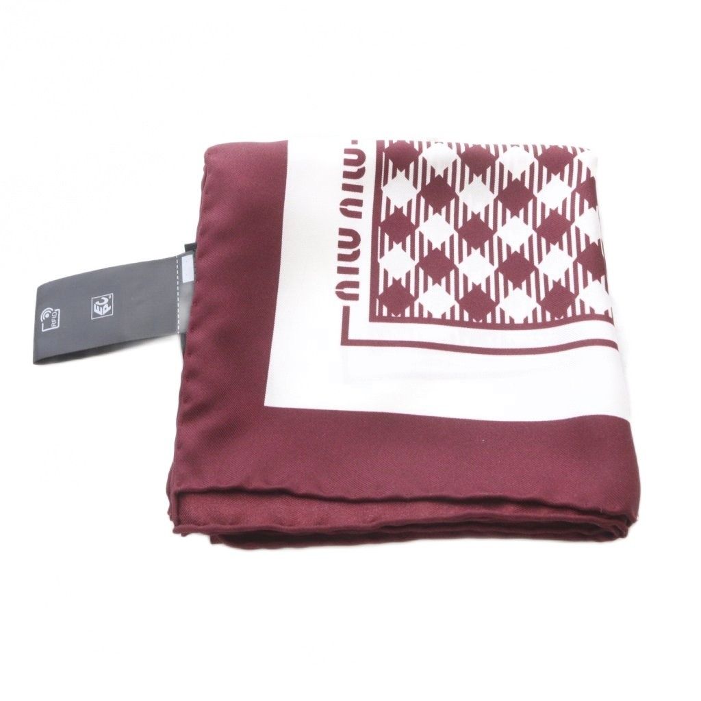 Miu Miu Miu Printed Twill Silk Scarf All Over Pattern Red White — view 3