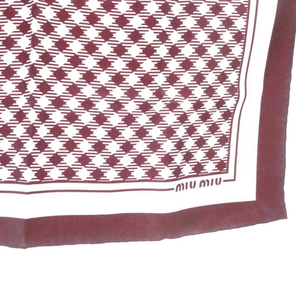 Miu Miu Miu Printed Twill Silk Scarf All Over Pattern Red White — view 5