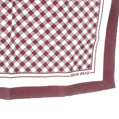 Miu Miu Miu Printed Twill Silk Scarf All Over Pattern Red White — view 5