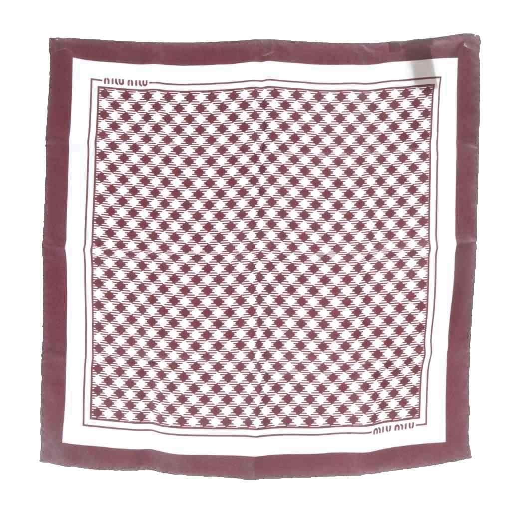 Miu Miu Miu Printed Twill Silk Scarf All Over Pattern Red White