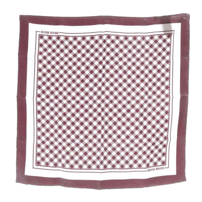 Miu Miu Miu Printed Twill Silk Scarf All Over Pattern Red White