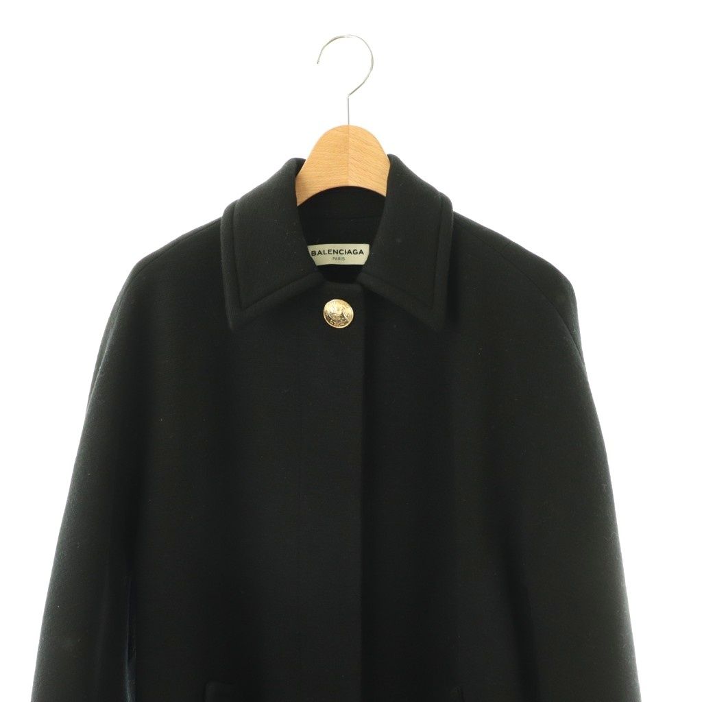 Balenciaga Wool Stencil Color Coat Long 34 Black HS — view 4