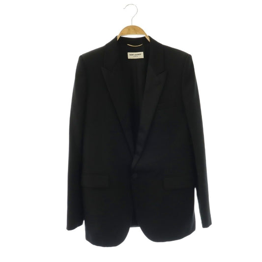 Saint Laurent Paris Peaked Lapel Jacket Teal Fully Lined Black DO