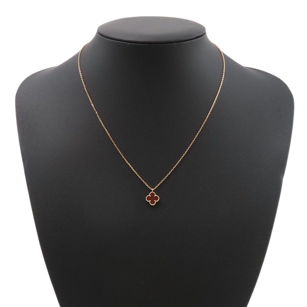 Van Cleef & Arpels Necklace Sweet Alhambra Pendant Carnelian 18k Pink Gold — view 3
