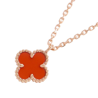 Van Cleef & Arpels Necklace Sweet Alhambra Pendant Carnelian 18k Pink Gold