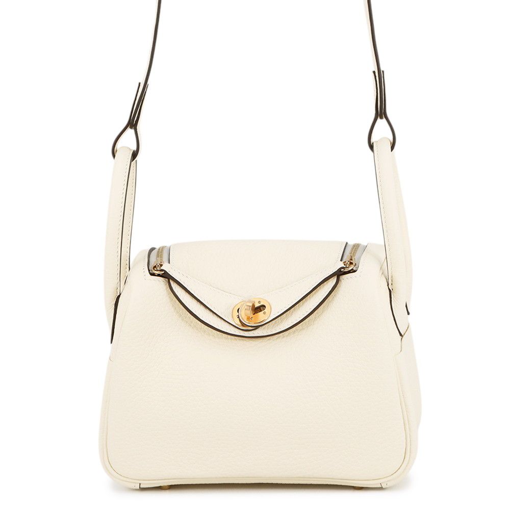 Hermes Lindy Mini Cles Mu Gold Taurillon Clemence 2-Way Shoulder Bag