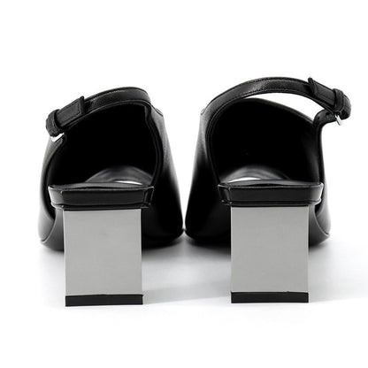 Hermes Sandals Ma Roulis 45 Nappa Leather 37 Heels Shoes Black — view 3