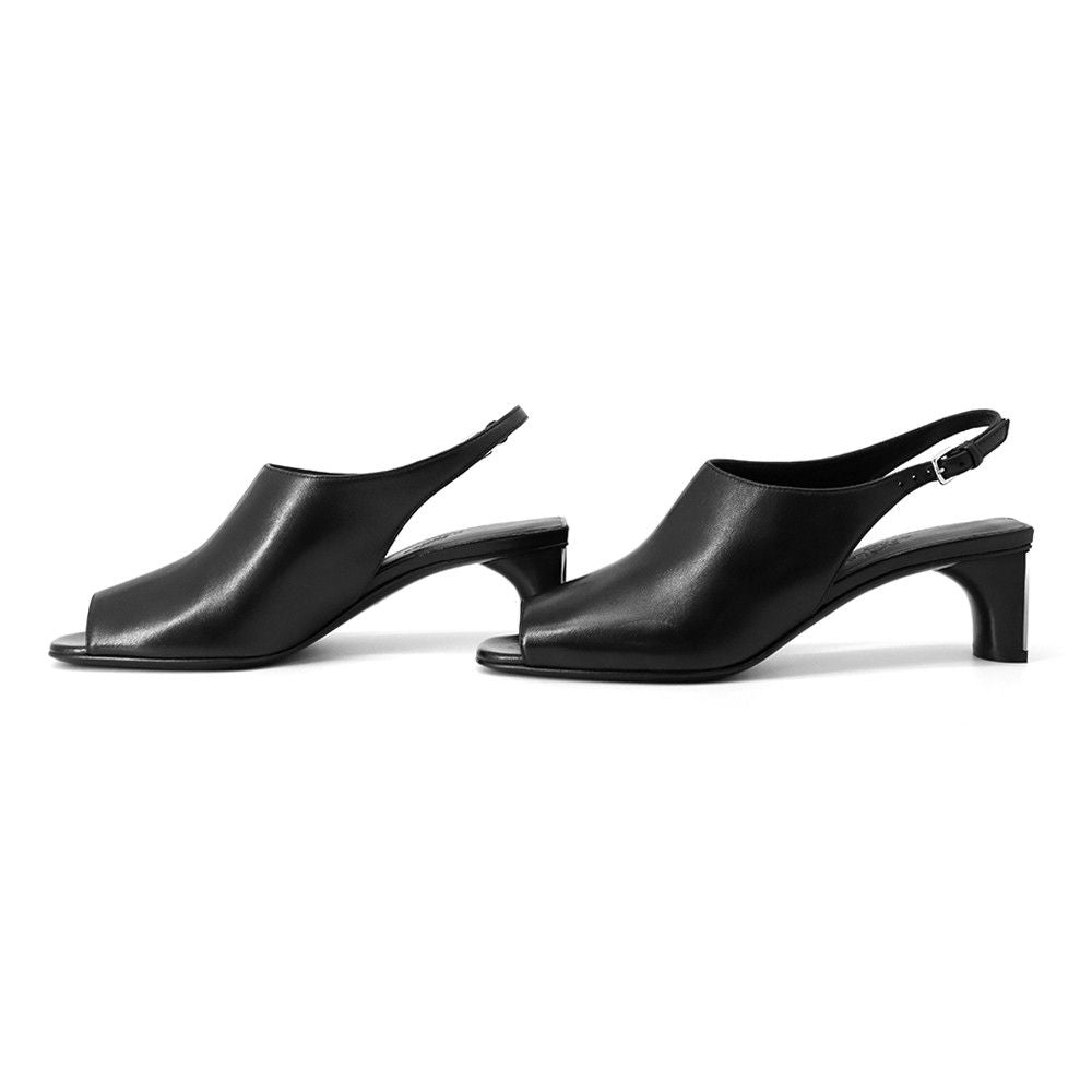 Hermes Sandals Ma Roulis 45 Nappa Leather 37 Heels Shoes Black — view 2