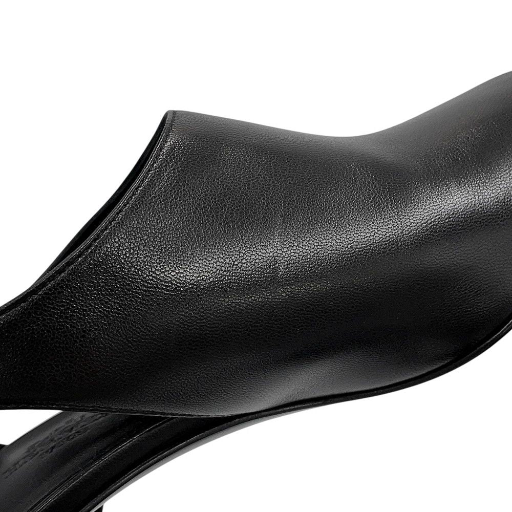 Hermes Sandals Ma Roulis 45 Nappa Leather 37 Heels Shoes Black — view 5