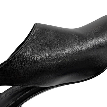 Hermes Sandals Ma Roulis 45 Nappa Leather 37 Heels Shoes Black — view 5