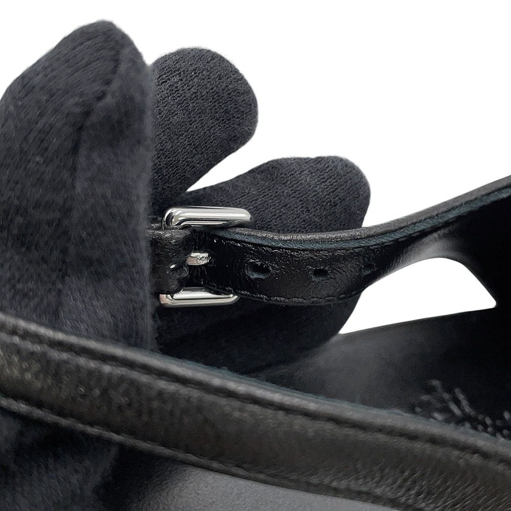Hermes Sandals Ma Roulis 45 Nappa Leather 37 Heels Shoes Black — view 7