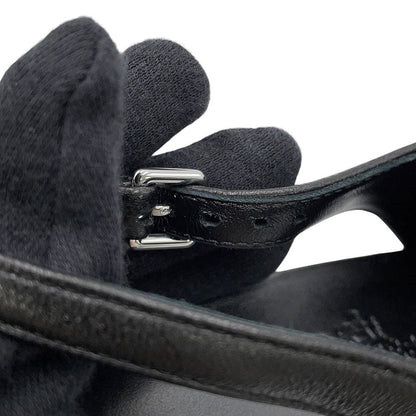 Hermes Sandals Ma Roulis 45 Nappa Leather 37 Heels Shoes Black — view 7