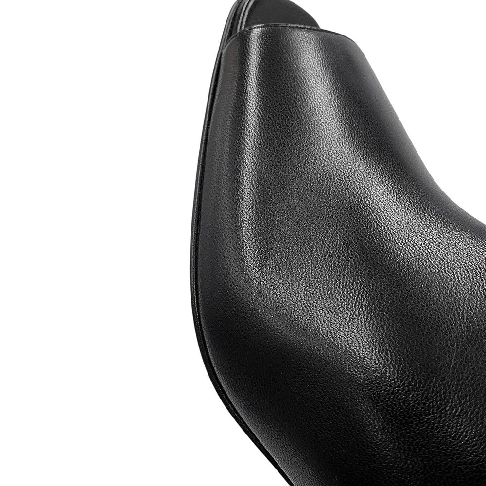 Hermes Sandals Ma Roulis 45 Nappa Leather 37 Heels Shoes Black — view 6