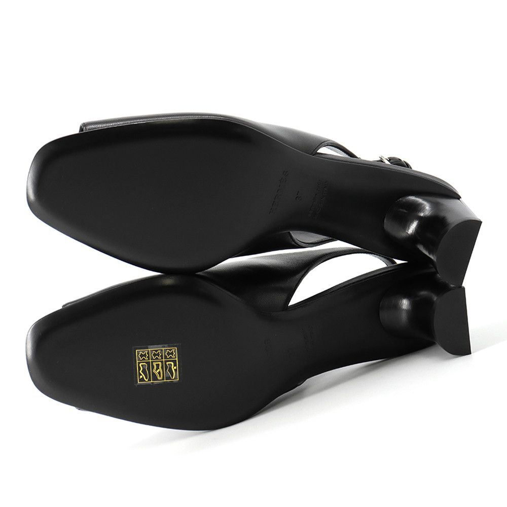 Hermes Sandals Ma Roulis 45 Nappa Leather 37 Heels Shoes Black — view 4