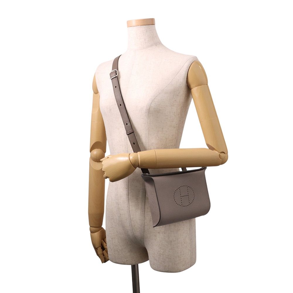 Hermes Shoulder Bag Vidopoche Etain Silver Epsom — view 4