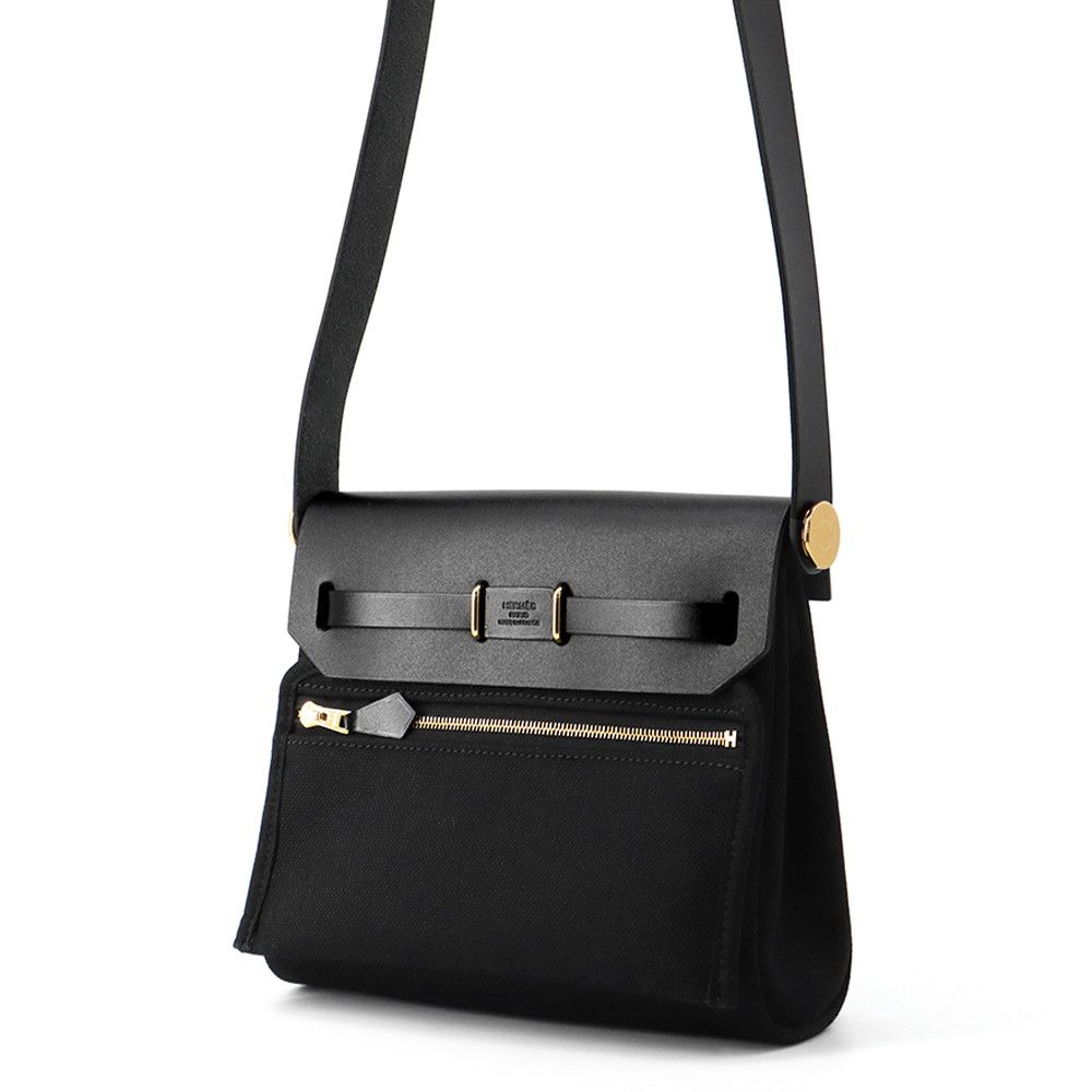 Hermes Shoulder Bag Herbag Zip Mini Black Gold Toilet Ash Vache Hunter — view 2