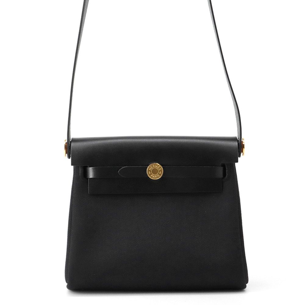 Hermes Shoulder Bag Herbag Zip Mini Black Gold Toilet Ash Vache Hunter