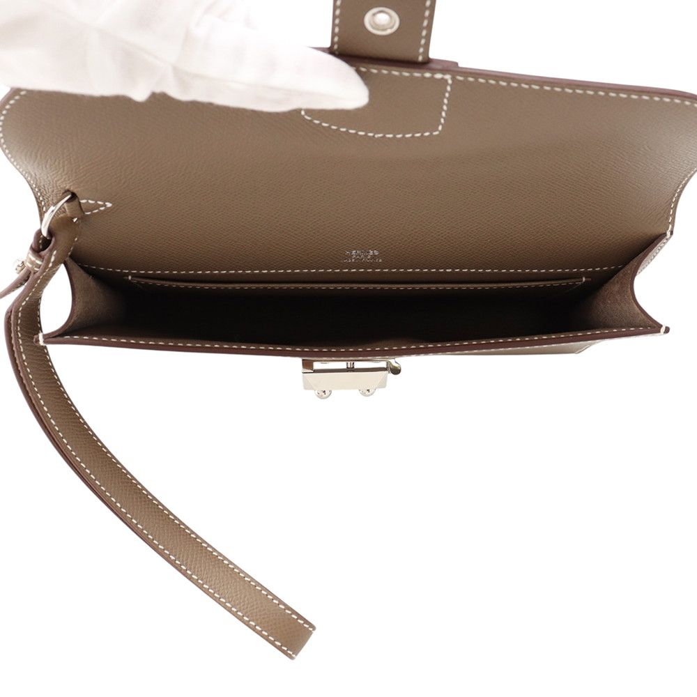 Hermes Clutch Sac a Depeche 24 Etoupe Silver Epsom — view 5