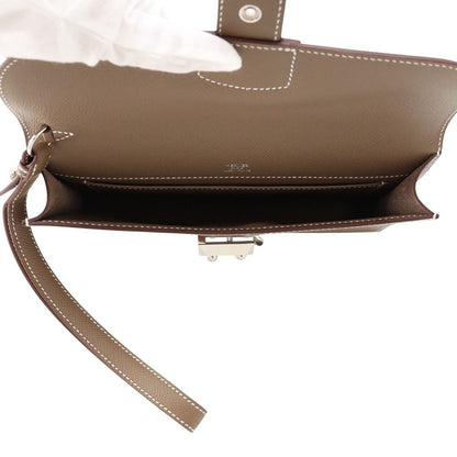 Hermes Clutch Sac a Depeche 24 Etoupe Silver Epsom — view 5