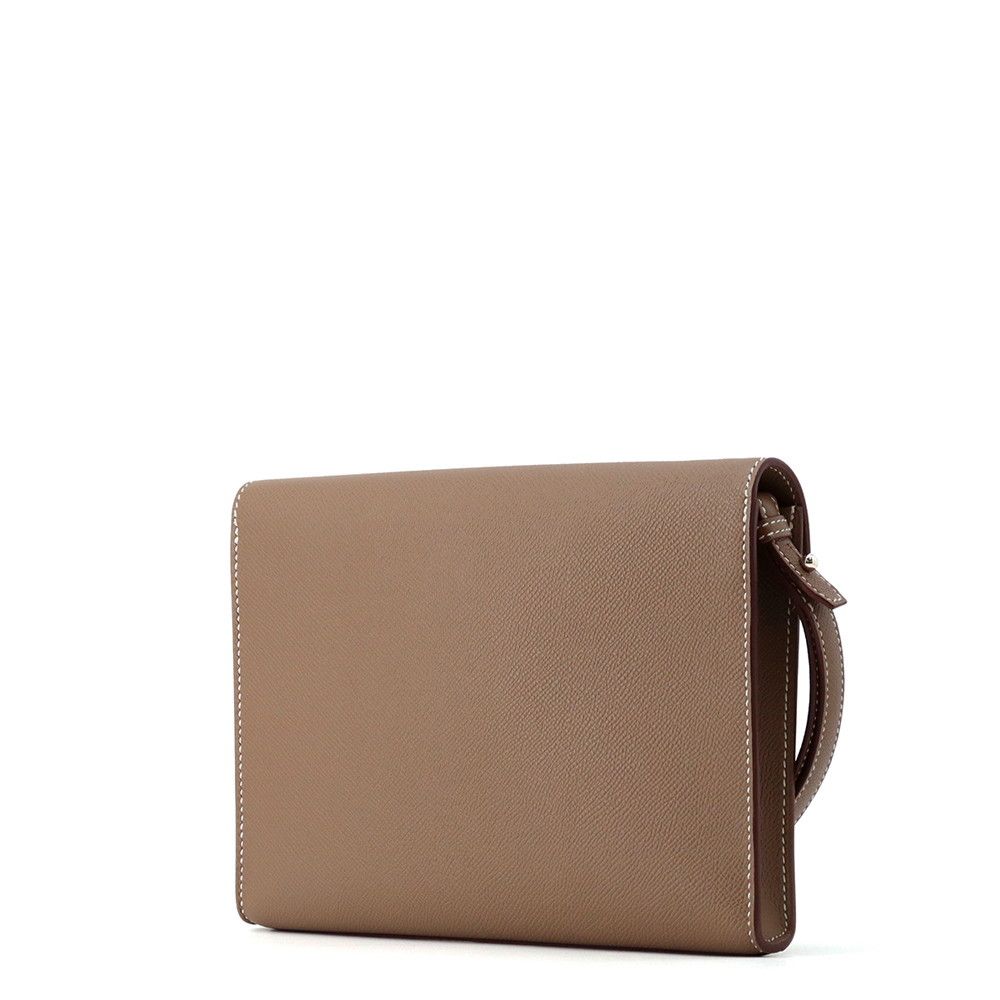 Hermes Clutch Sac a Depeche 24 Etoupe Silver Epsom — view 2