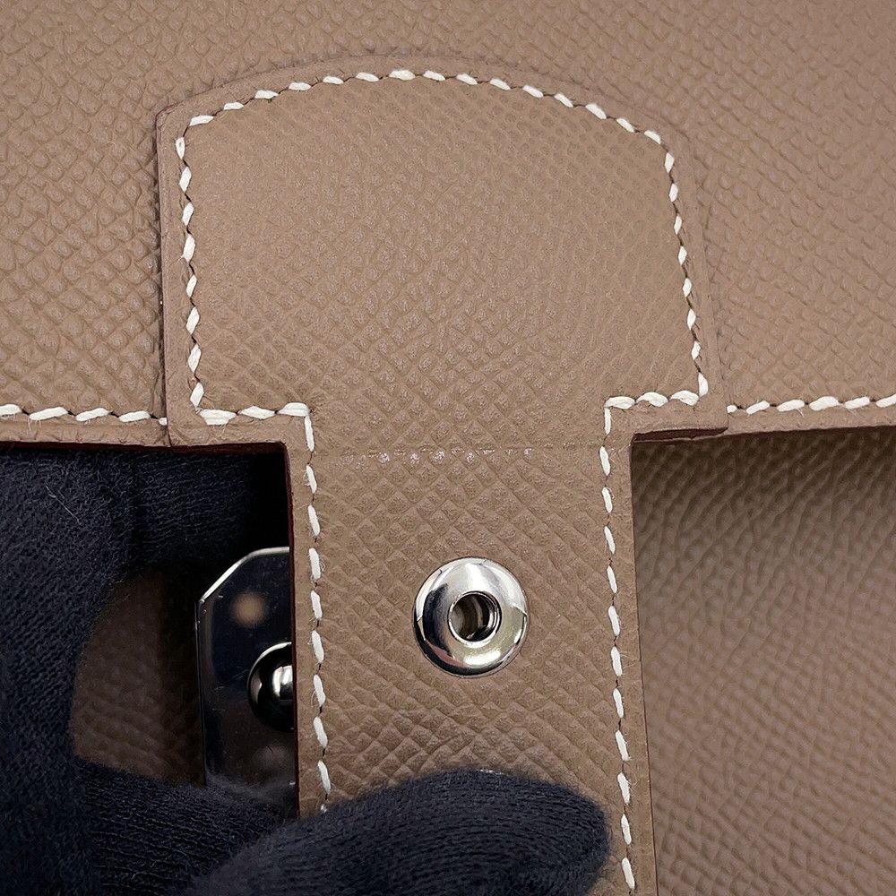 Hermes Clutch Sac a Depeche 24 Etoupe Silver Epsom — view 8