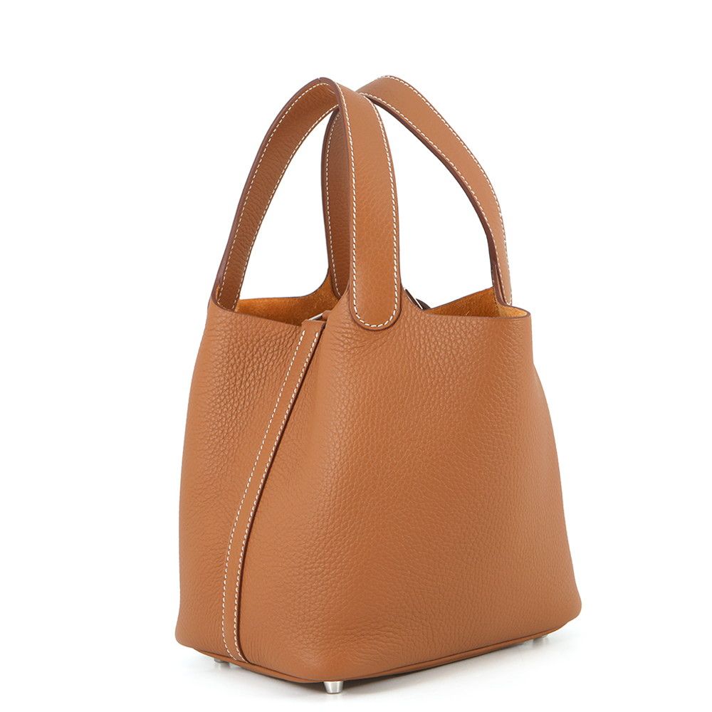 Hermes Handbag Picotin Lock PM Gold Silver Taurillon Clemence Tote — view 2