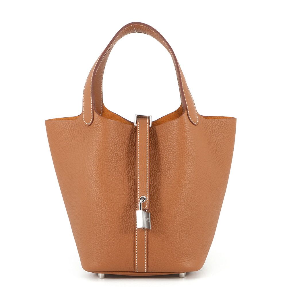 Hermes Handbag Picotin Lock PM Gold Silver Taurillon Clemence Tote