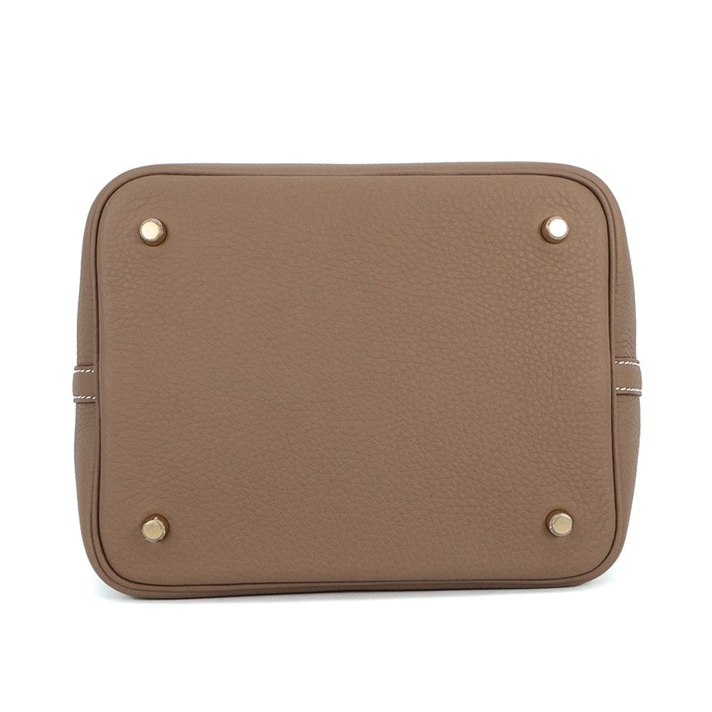 Hermes Handbag Picotin Lock MM Etoupe Gold Taurillon Clemence Tote — view 3