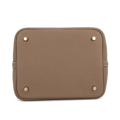 Hermes Handbag Picotin Lock MM Etoupe Gold Taurillon Clemence Tote — view 3