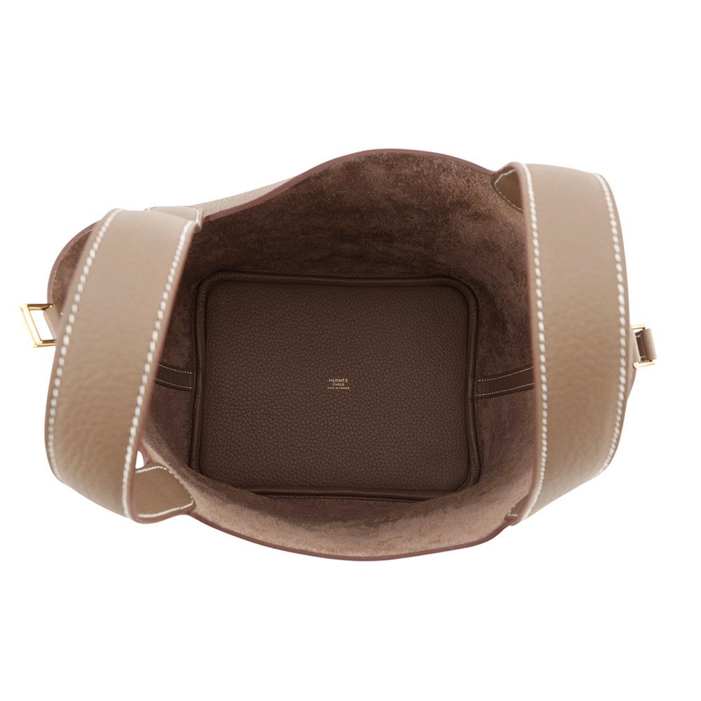 Hermes Handbag Picotin Lock MM Etoupe Gold Taurillon Clemence Tote — view 5