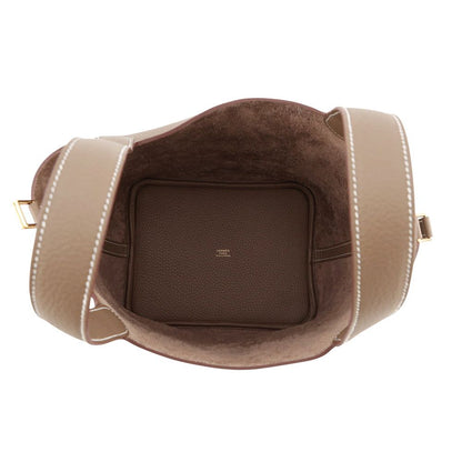 Hermes Handbag Picotin Lock MM Etoupe Gold Taurillon Clemence Tote — view 5