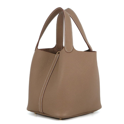Hermes Handbag Picotin Lock MM Etoupe Gold Taurillon Clemence Tote — view 2