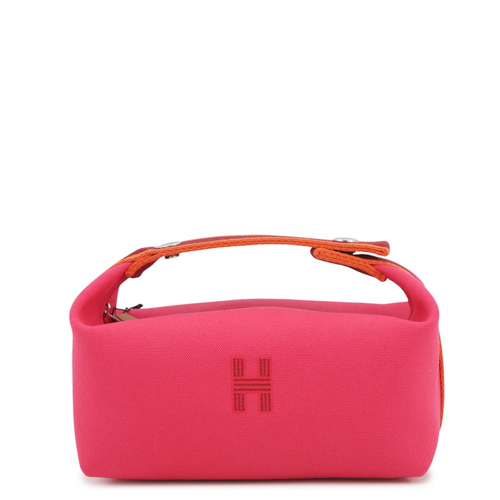 Hermes Pouch Bride-a-Brac PM Hibiscus Silver Canvas Case