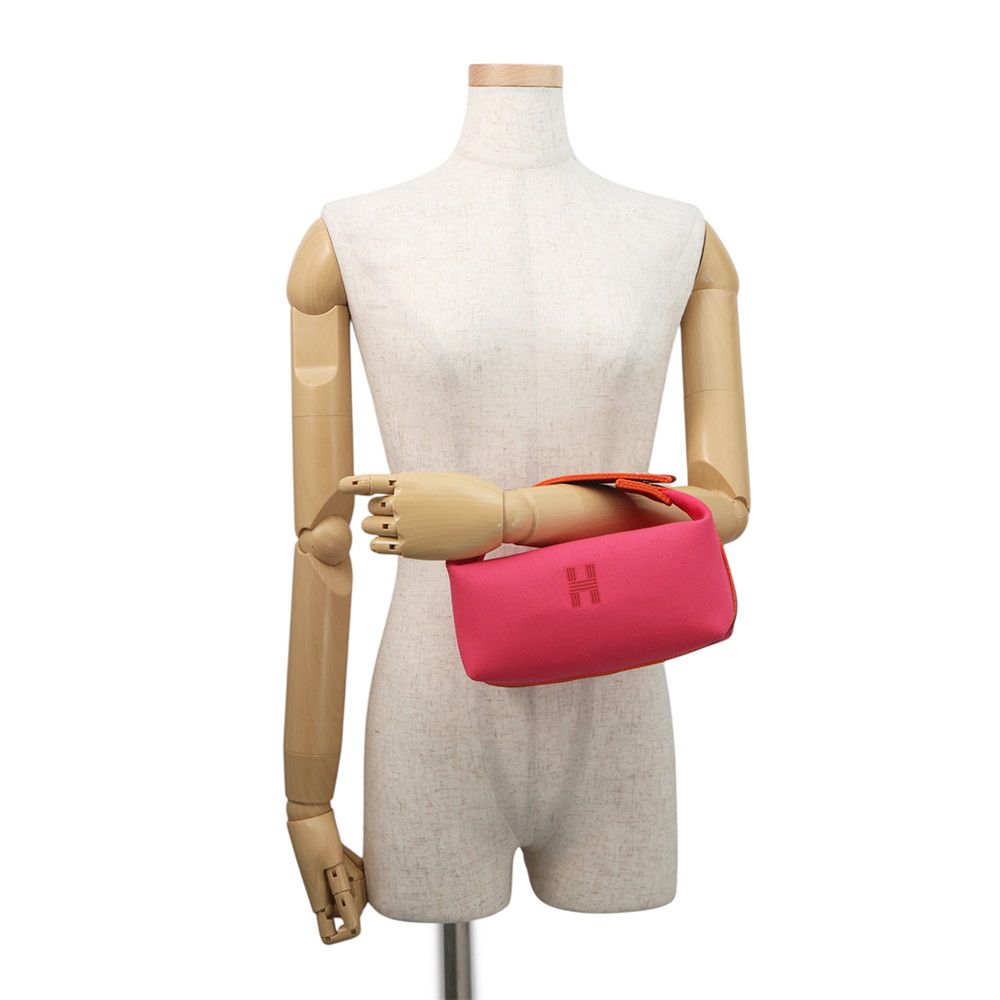 Hermes Pouch Bride-a-Brac PM Hibiscus Silver Canvas Case — view 4