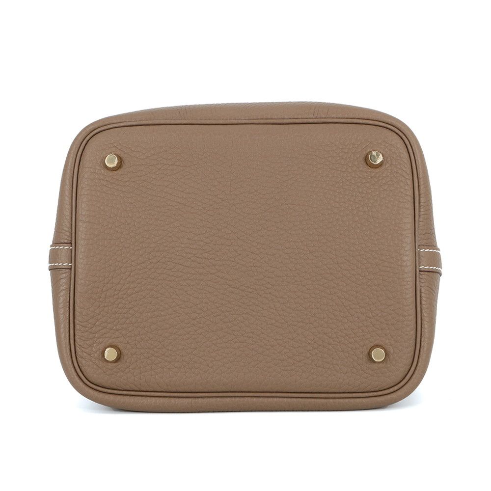 Hermes Handbag Picotin Lock MM Etoupe Gold Taurillon Clemence Tote — view 3