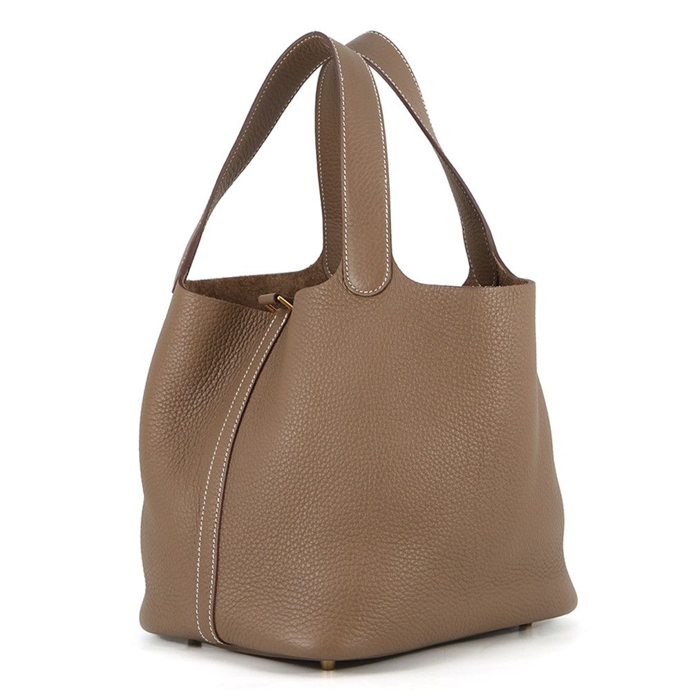 Hermes Handbag Picotin Lock MM Etoupe Gold Taurillon Clemence Tote — view 2