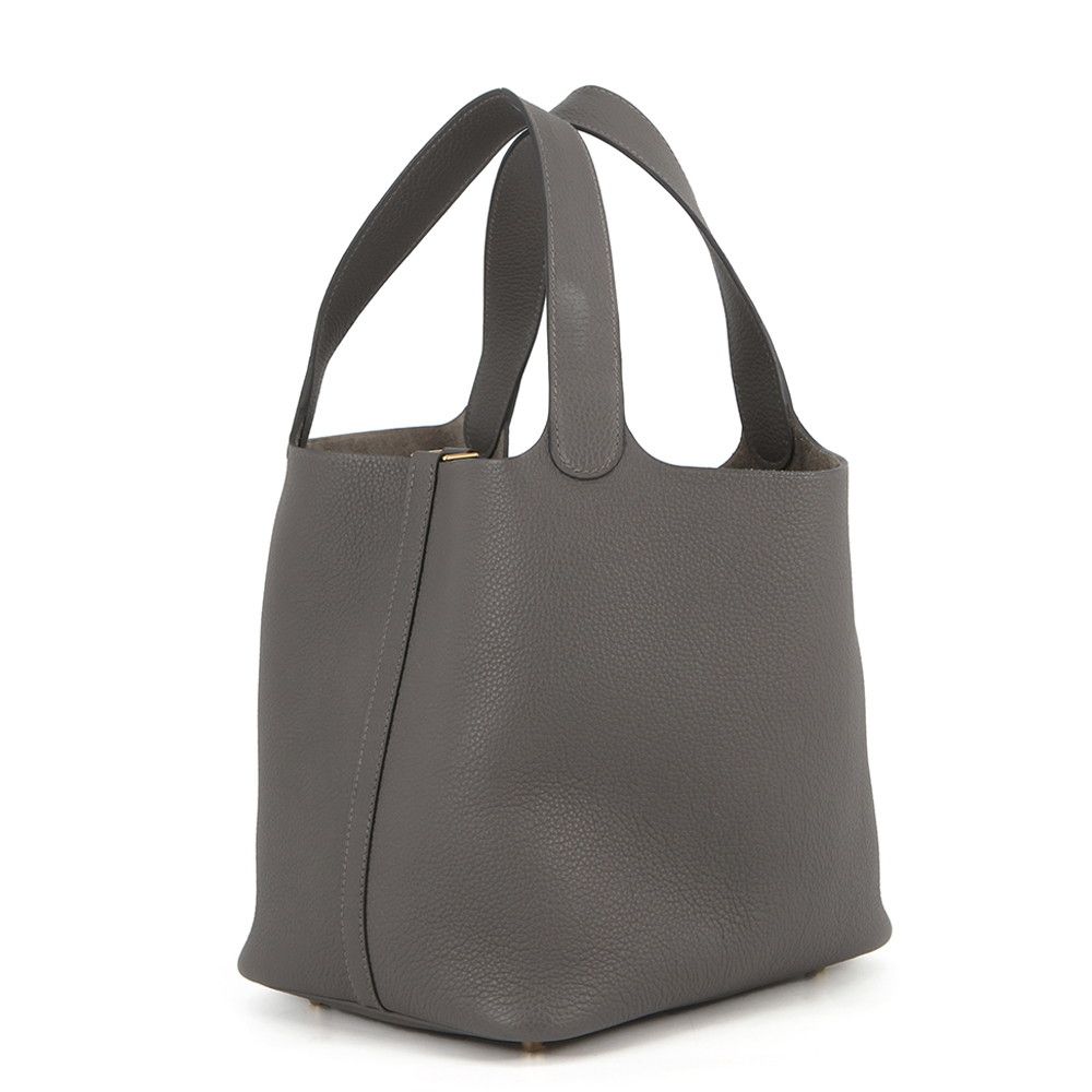 Hermes Handbag Picotin Lock MM Graphite Gold Taurillon Morris Tote — view 2