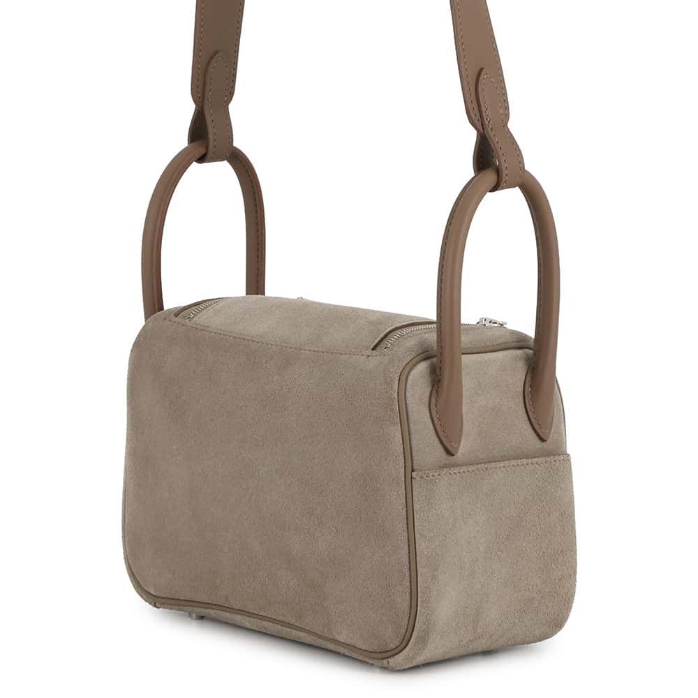 Hermes Lindy Mini Etoupe Grizzly Silver Swift 2-Way Shoulder Bag — view 2