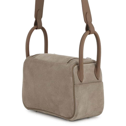 Hermes Lindy Mini Etoupe Grizzly Silver Swift 2-Way Shoulder Bag — view 2